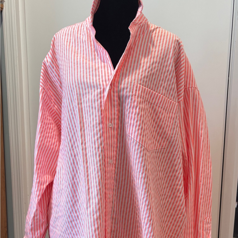 Frank & Eileen Pink and White Striped Blouse